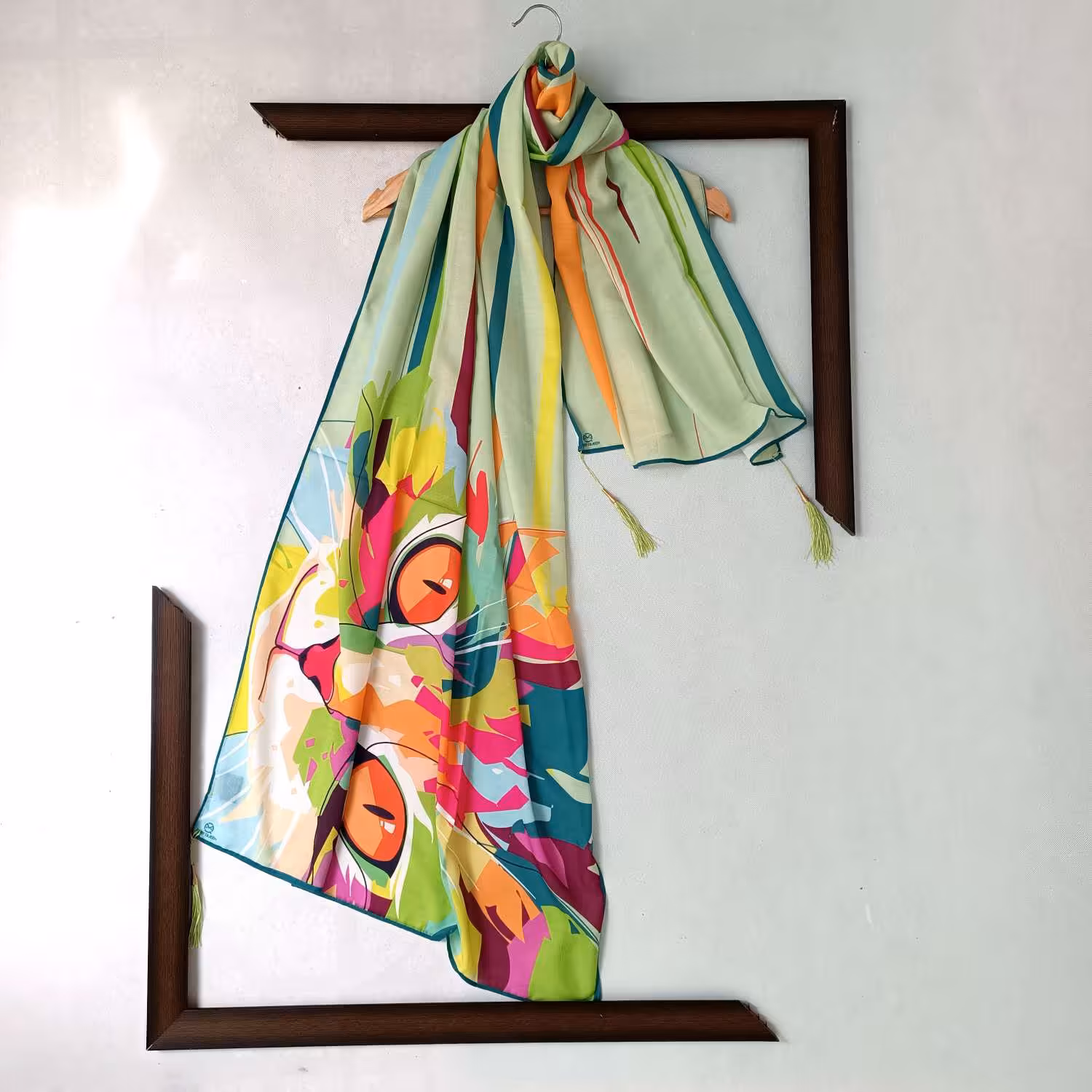 شال منگوله دار طرح گربه 