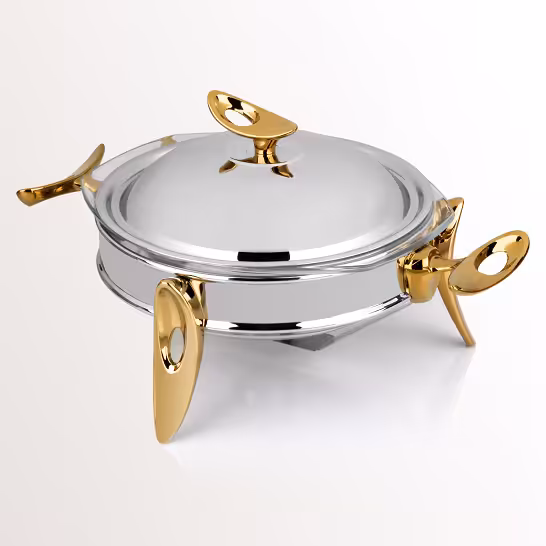 سوفله سوپ خوری کوچک تک استیل مدل لوپ (دسته طلایی)