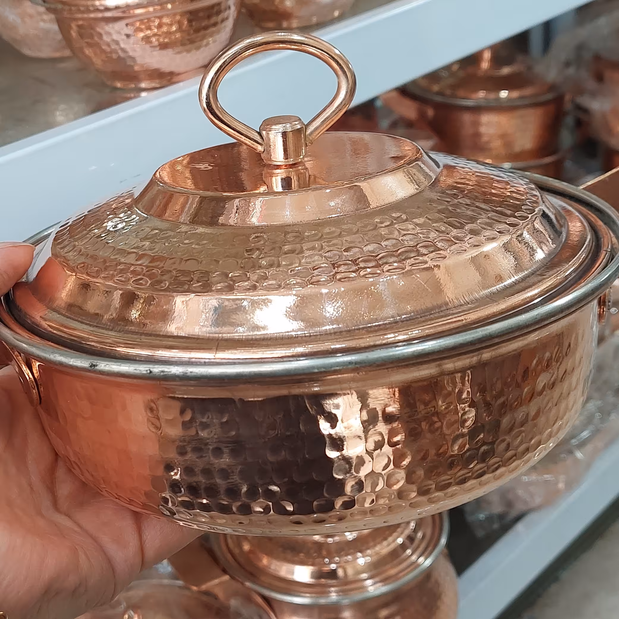 ماهیتابه مسی دردار راسته اندازه بزرگ 