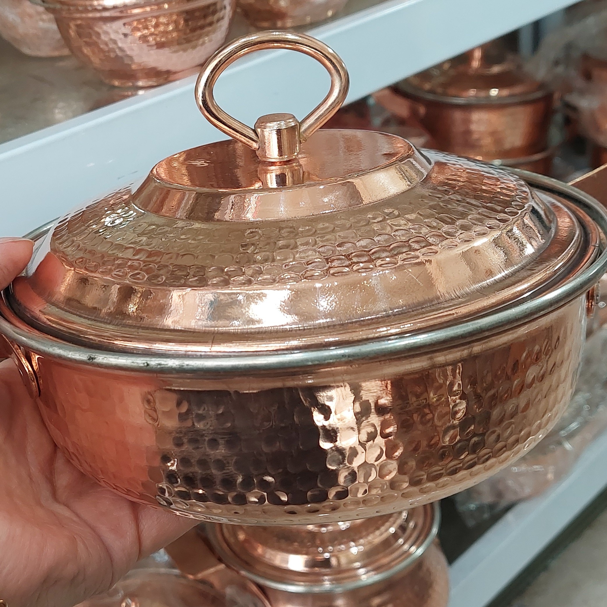 ماهیتابه مسی دردار راسته اندازه بزرگ