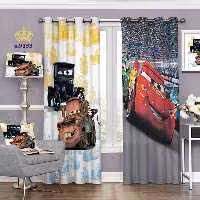 پرده اتاق کودک  دو قواره پانچ آماده طرح ماشین ها کد S9153