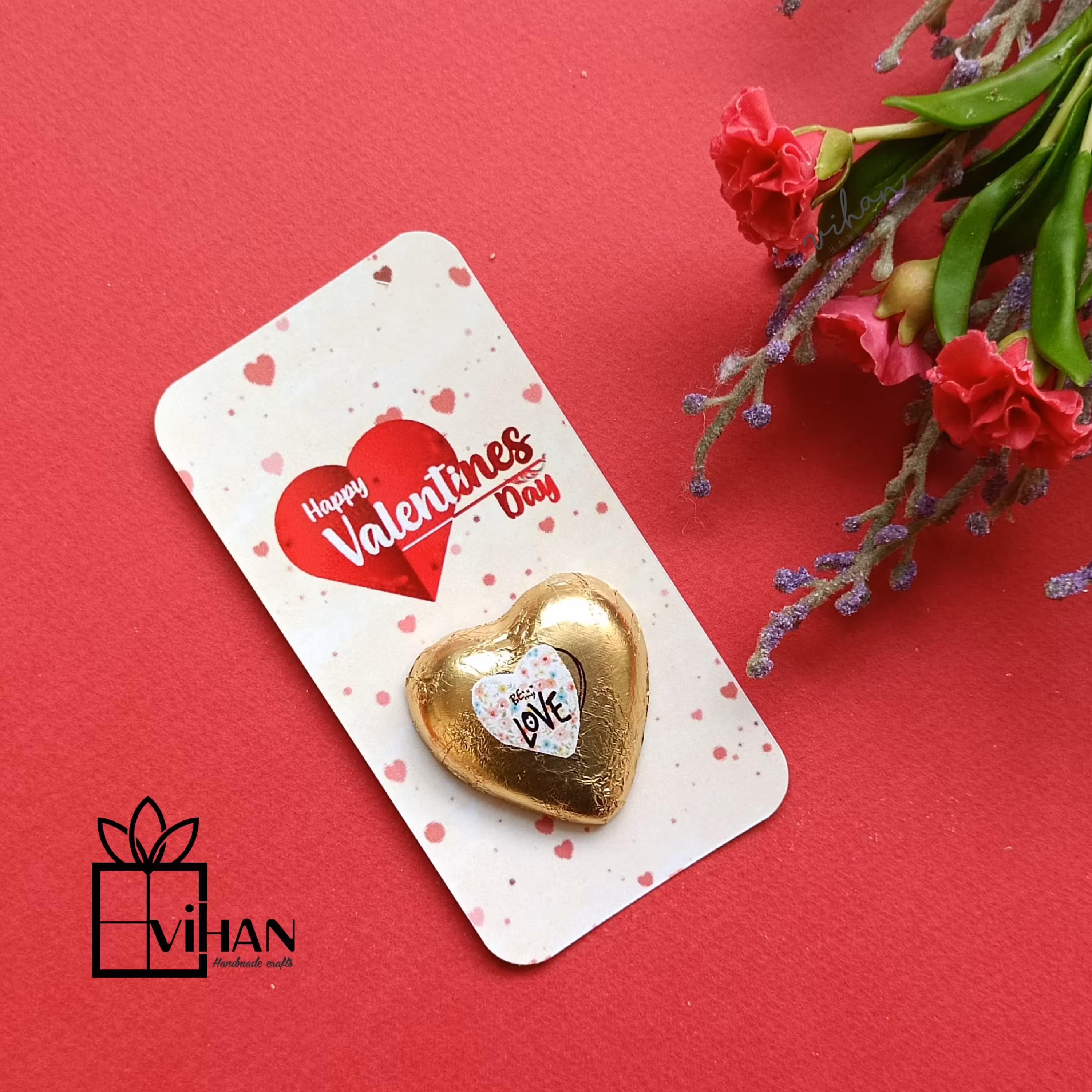 شکلات گیفت قلبی همراه با تگ مقوایی طرح ولنتاین 3