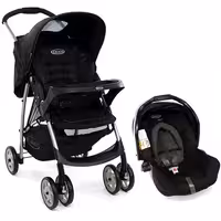 کالسکه کریر گراکو مدل میراژ پلاس شهری-مسافرتی رنگ مشکی با گرم کن پای کودک graco mirage plus  black-black
