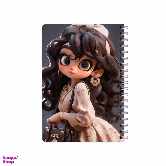 دفترچه یادداشت بامبیلیپ مدل چوبی طرح دختر مو فرفری با کیف کد 1079119