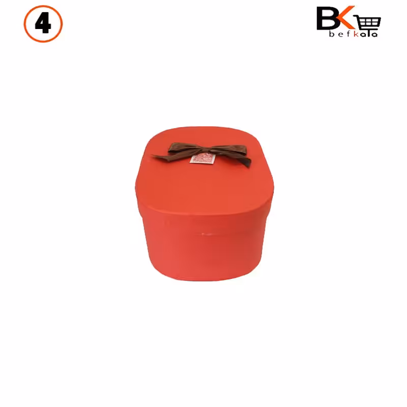 باکس کادویی بیضی پاپیون دار قرمز سایز4 کد 25