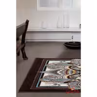 فرش ماشینی ساوین طرح شاه گل قهوه ای