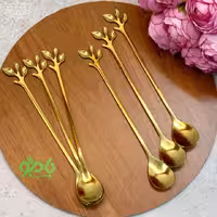 قاشق شربت برگ استیل طلایی