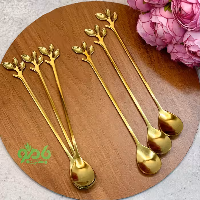 قاشق شربت برگ استیل طلایی