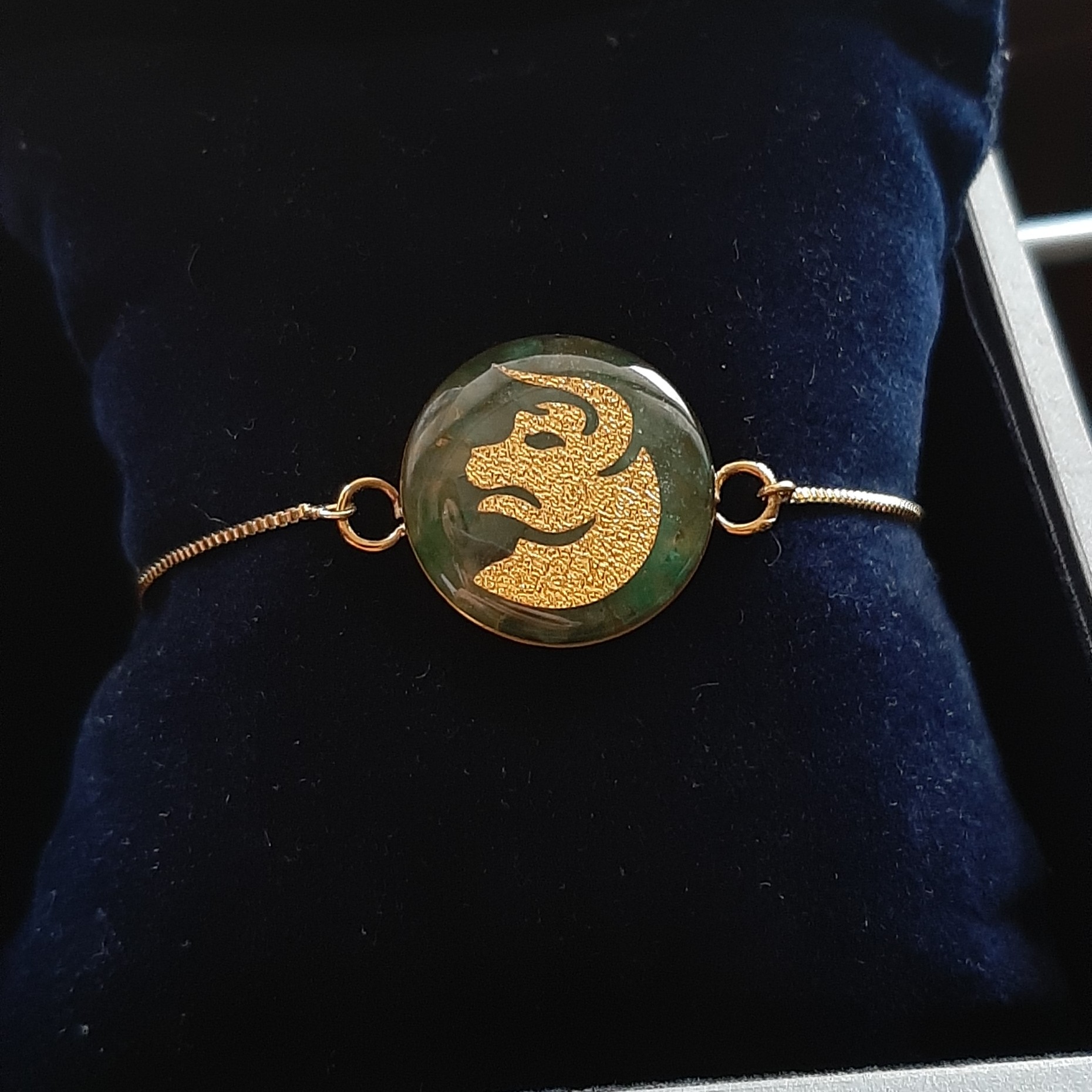 دستبند استیل رزین  ماه تولد  با سنگ (فلوریت) 