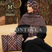 ست کیف و روسری چهارخانه نارنجی _ ست کیف و شال چهارخانه نارنجی 