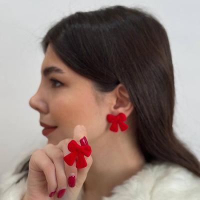 گوشواره مخملی پاپیونی