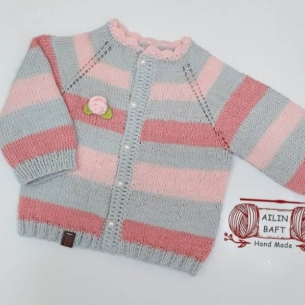 ژاکت جلو باز پسرانه دست بافت مناسب برای شش ماه تا یکسال