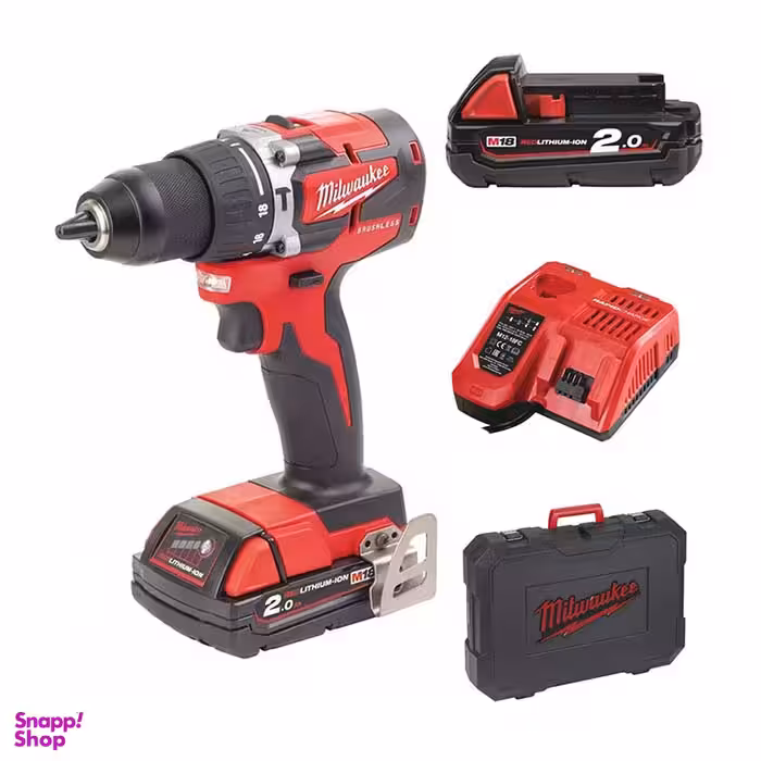 دريل پيچ گوشتی چکشی شارژی 18 ولت میلواکی مدل M18CBLPD 202C به همراه باتری و شارژر