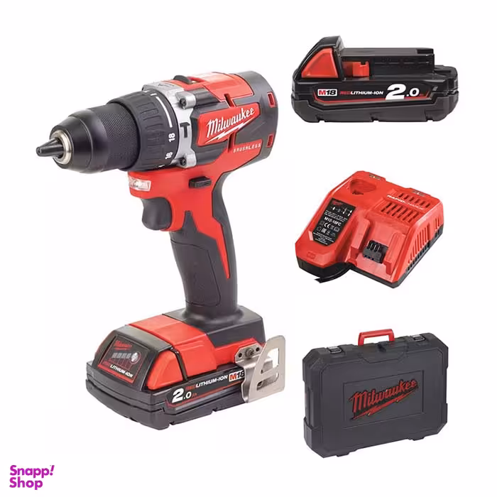 دريل پيچ گوشتی چکشی شارژی 18 ولت میلواکی مدل M18CBLPD 202C به همراه باتری و شارژر