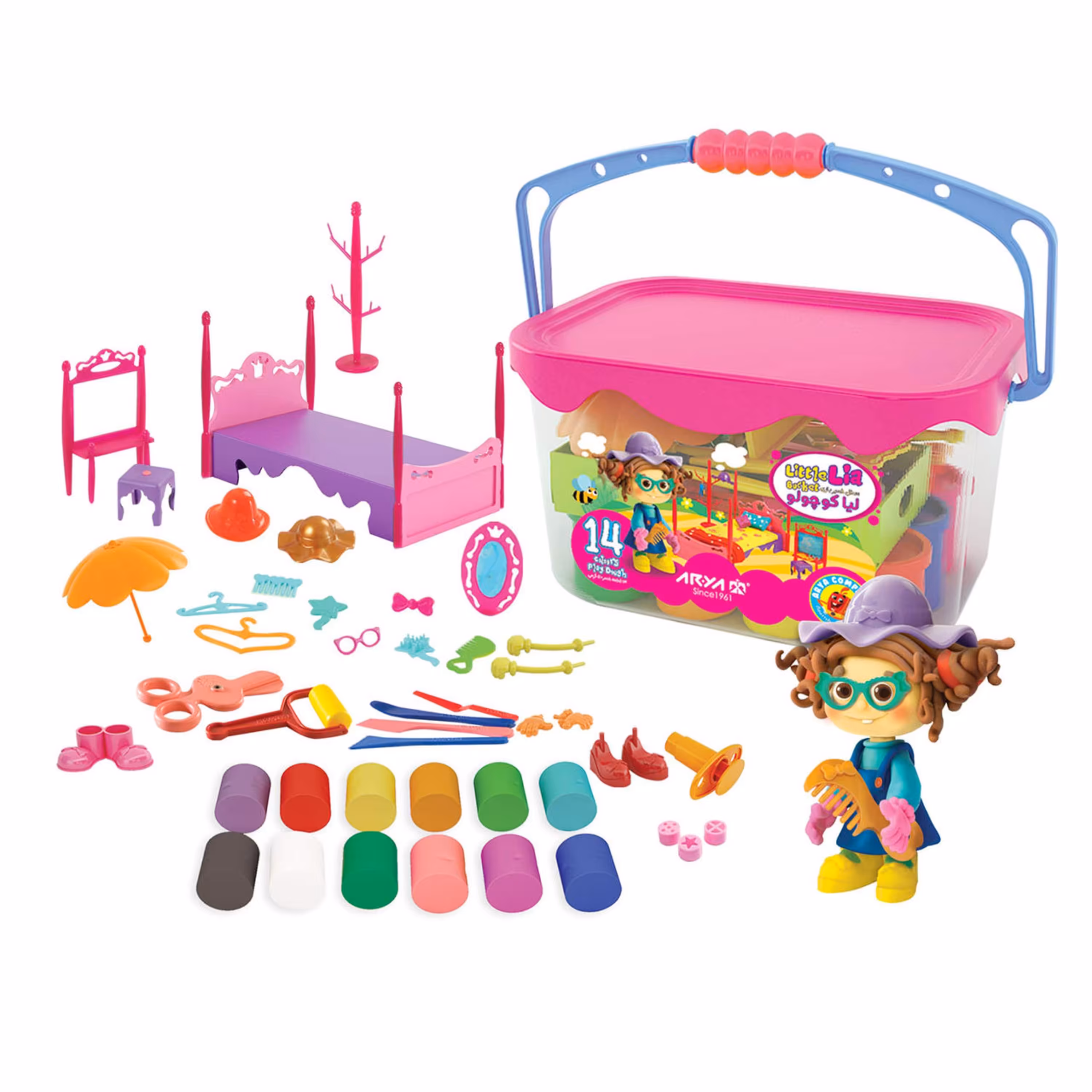 خمیر بازی آریا مدل لیا کوچولو کد 1025 بسته 14 عددی (پس کرایه)