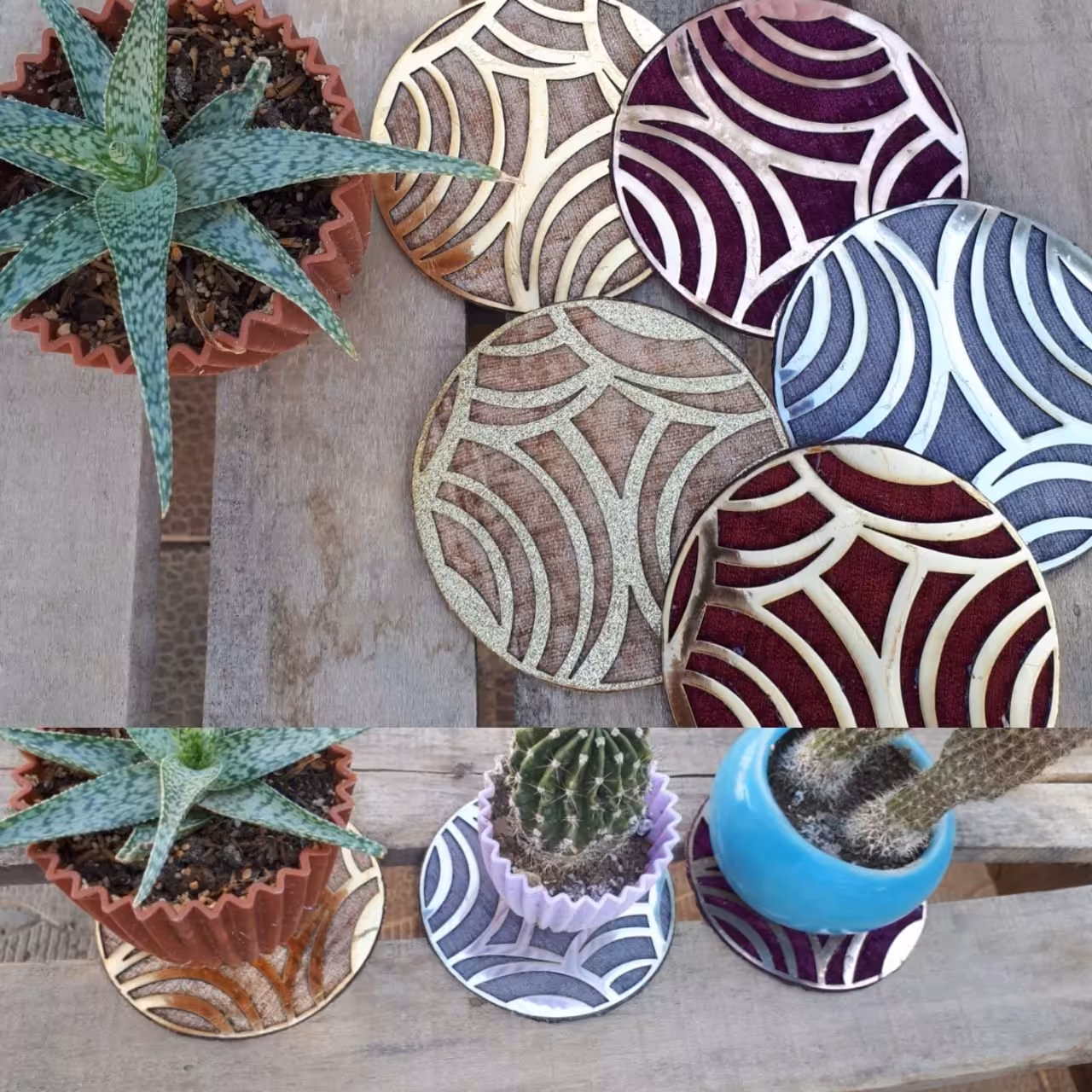 زیر لیوانی مخمل و چرم