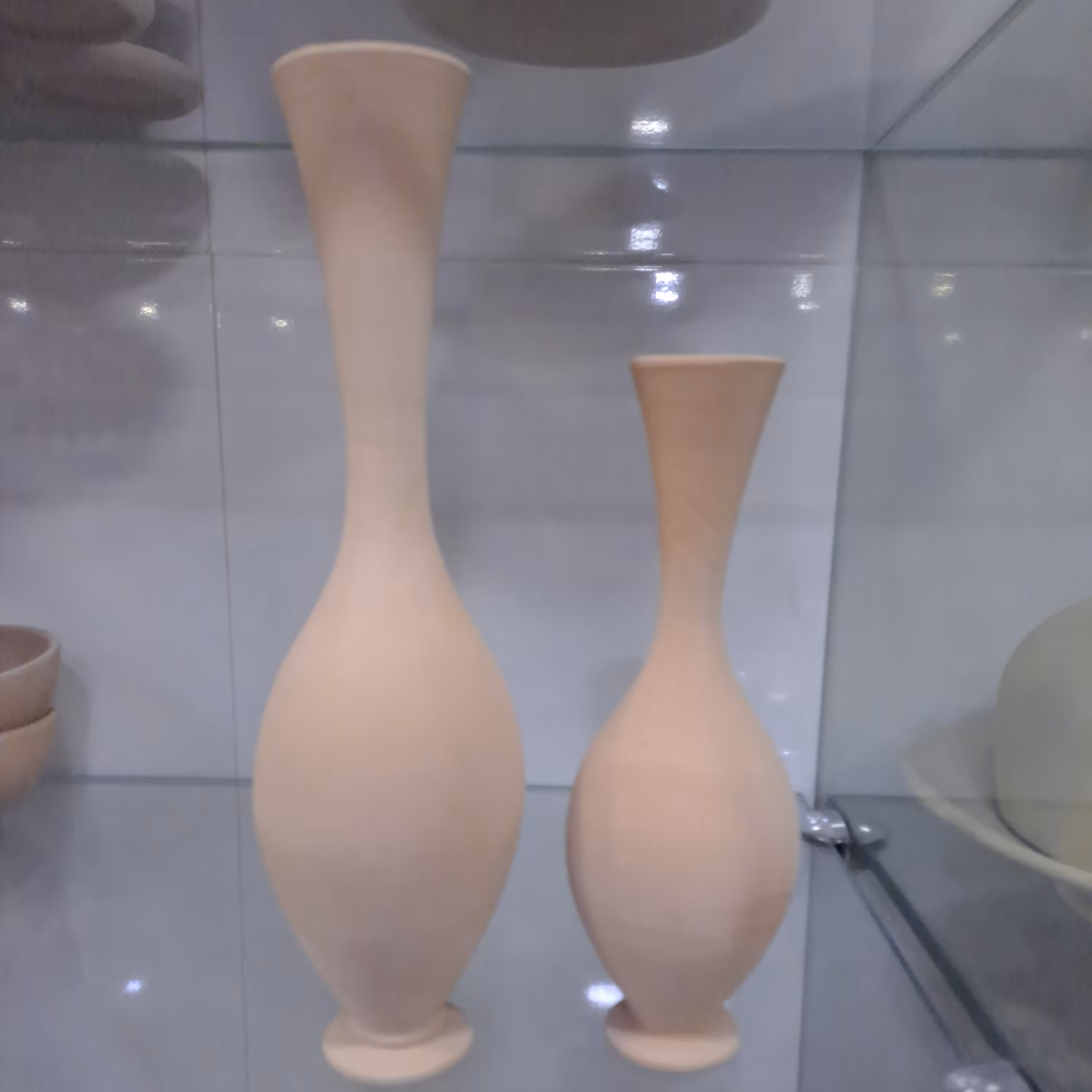 دوسایز گلدان بولینگ سفالی ارتفاع بزرگ30 سانتی متر ارتفاع کوچک 25 سانتی متر بسیار تمیز صیقل داده شد