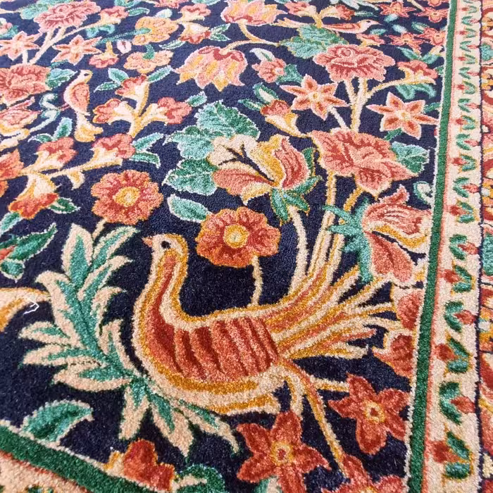 فرش پاتریس  فرش گلیم بختیاری 400شانه طرح ققنوس سرمه ای سایز 6متری