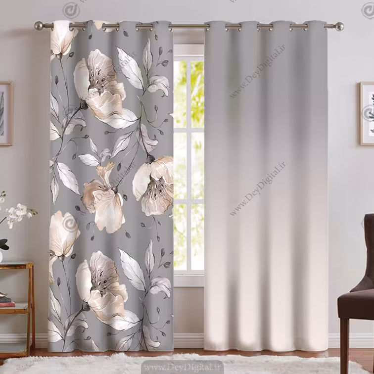 قیمت پرده پانچی طرح گل نقاشی