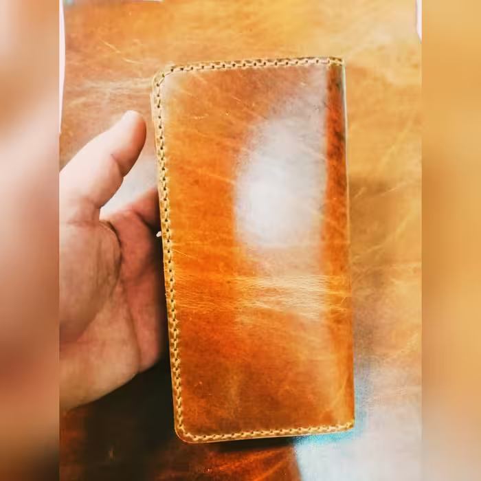 کیف پول و گوشی و کارت چرم دست دوز