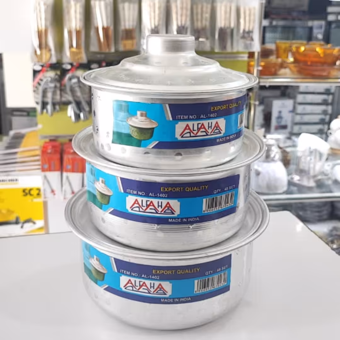 ست دیگ معدنی هندی سه تیکه (سایز 18-20-22  سانت)