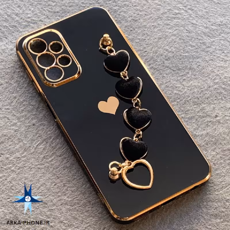 قاب گوشی Galaxy A23 سامسونگ لاکچری دستبندی زنجیری قلبی آویزدار مشکی 1a23530000
