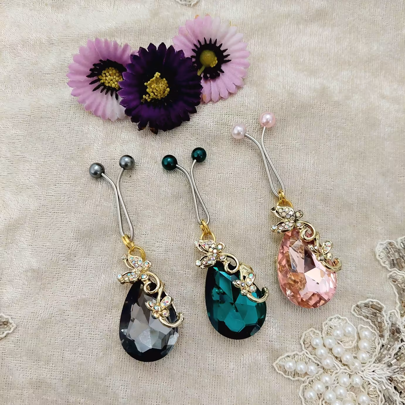 گیره روسری استیل اشکی درشت برند دینا