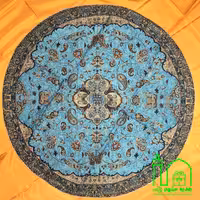 رومیزی ترمه سنتی گرد خیلی بزرگ (یک متری) آبی پررنگ نقشه شاه عباسی