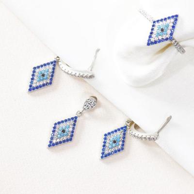 نیم ست طرح چشم نظر دخترانه و ظریف نقره کد 1761