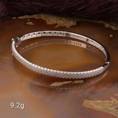 دستبند زنانه پرنس نقره عیار 925 ظریف و نازک دو 2 رج کد 654321