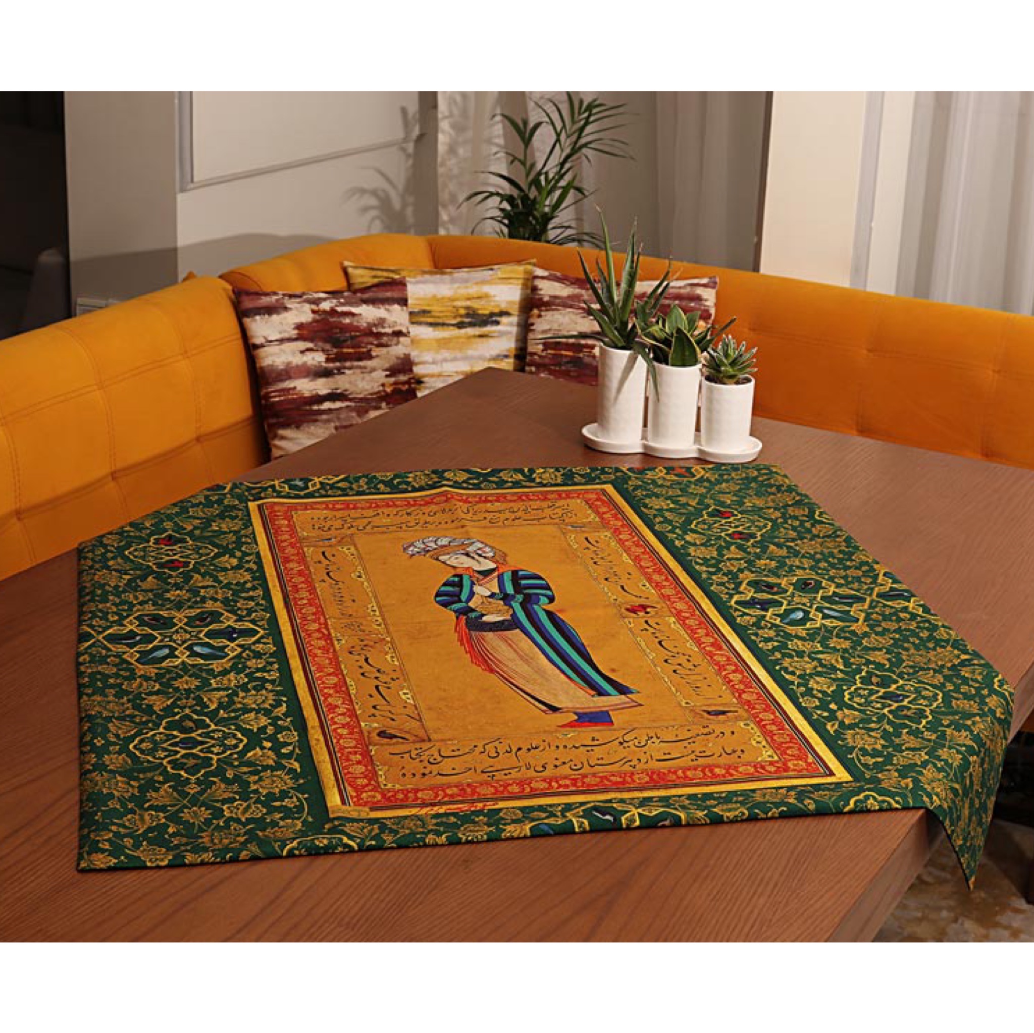رومیزی مربع سایز 100 طرح قطب الدین