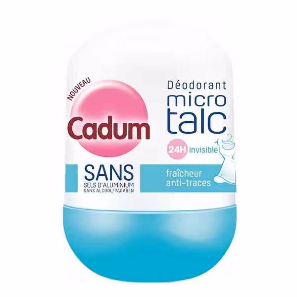 مام رول ضد تعریق ارگانیک میکرو تالک کادوم CADUM مدل invisible حجم 50 میل | بدون الکل، نمک آلمنیوم، عطر، پارابن