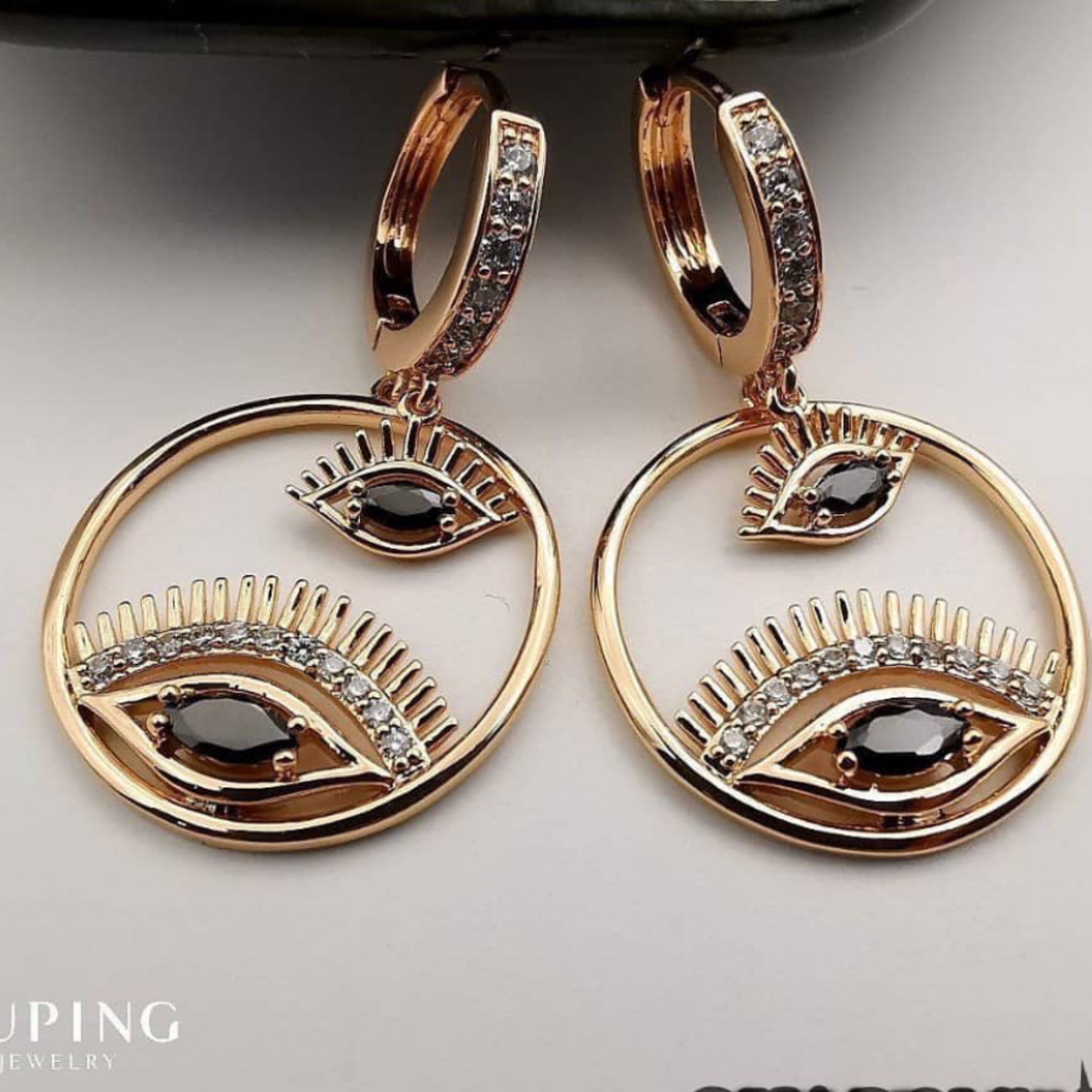 گوشواره طرح چشم حلقه اویز 