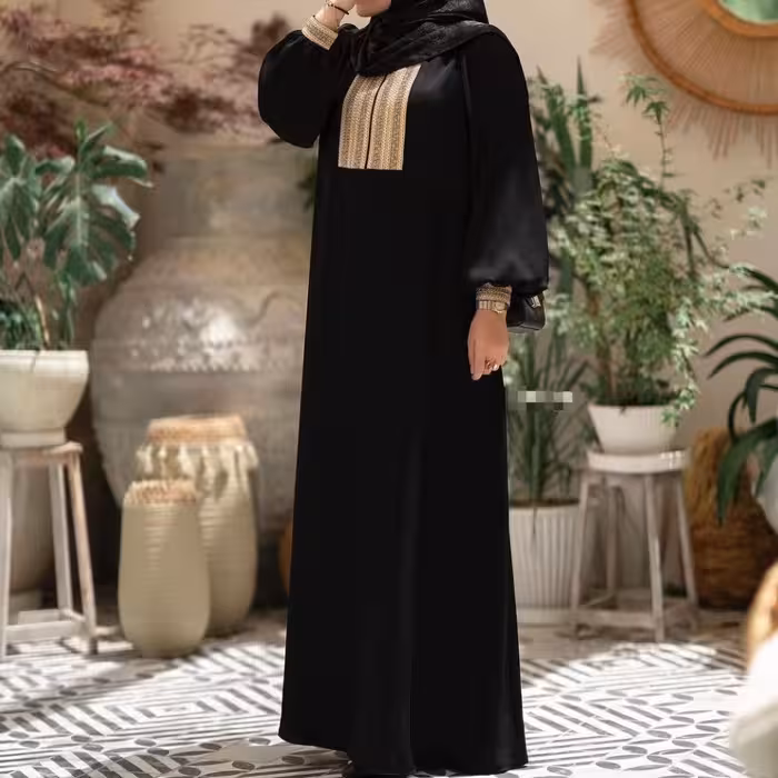 پیراهن مانتویی زنانه طلا کوب جنس الیزه مانتو عبایی زنانه الیزه 