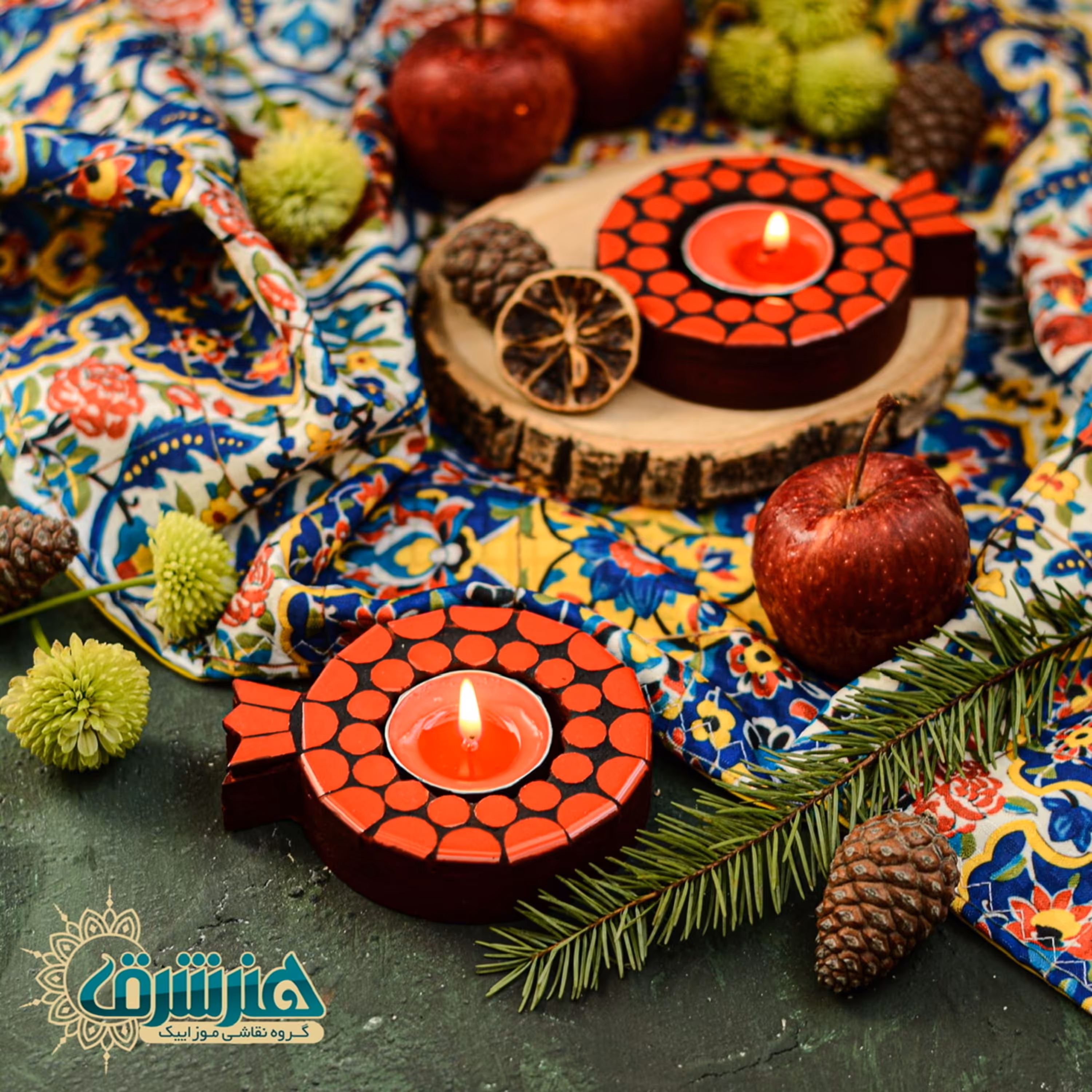 جاشمعی طرح انار کاشی کاری شده