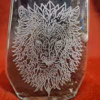 حکاکی طرح شیر روی لیوان شربت (عکس نمونه کار) طرح دلخواه پذیرفته میشود 