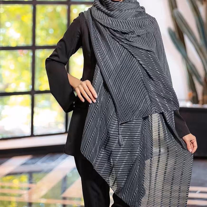 شال پلیسه نواری منگوله دار اعلا با کلی رنگ خوشگل 