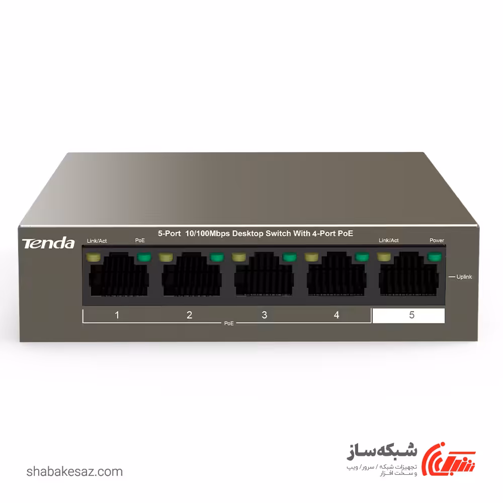 قیمت و خرید سوییچ تندا Tenda TEF1105P-4-63W دسکتاپ 5 پورت 10/100Mbpsبا 4 پورت POE - شبکه ساز