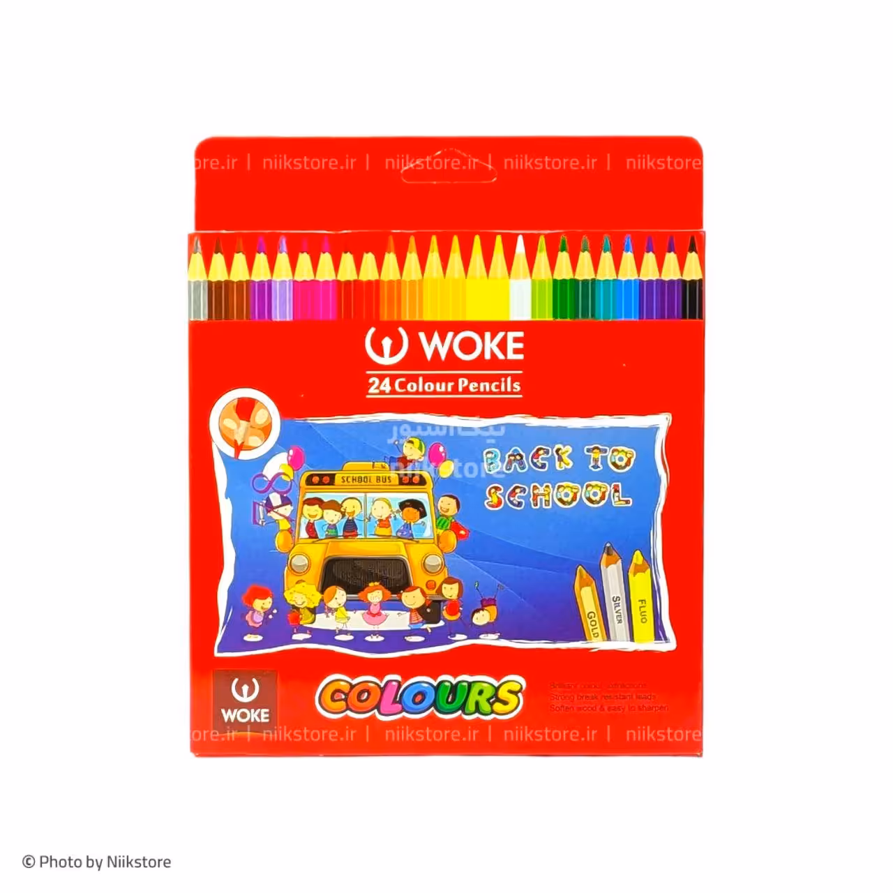 مدادرنگی جعبه مقوایی 24رنگ وکWoke 24 colours coloured pencil