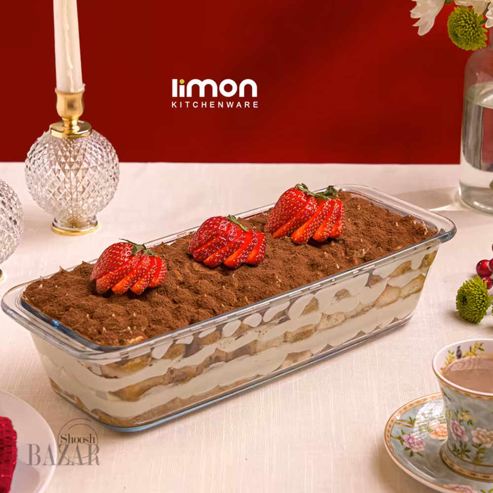 تابه سرو شیشه ای مستطیل 1.7 لیتر لیمون کد 2234