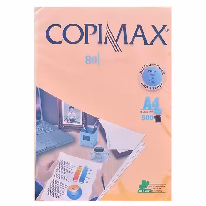 خرید کاغذ A4 کپی مکس نارنجی فسفری 80 گرم بسته 500 عددی