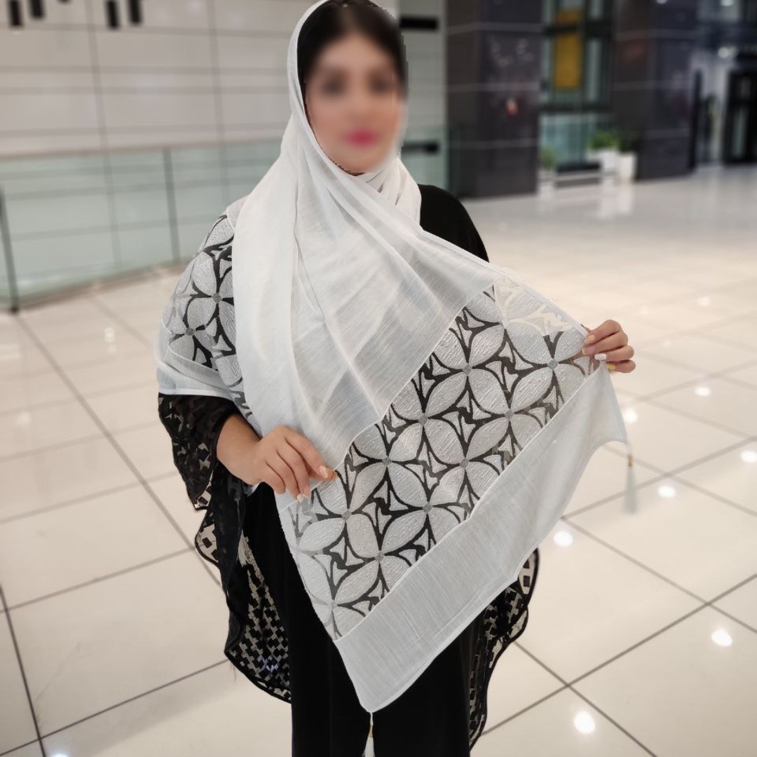 شال شاین دانتل دار مجلسی وارداتی سفید ارسال رایگان