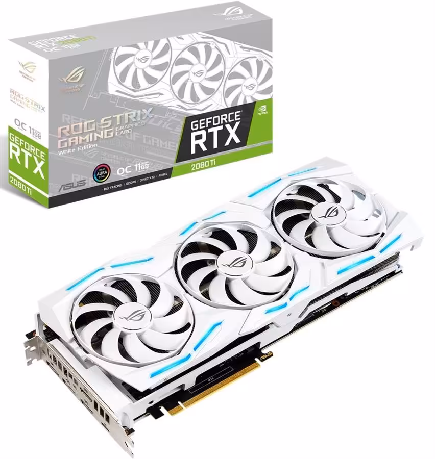 کارت گرافیک ایسوس مدل راگ استریکس آر تی ایکس 2080 تی آی سفید با حافظه 11 گیگابایت