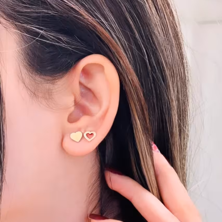 گوشواره میخی قلبی استیل و ضد حساسیت کد