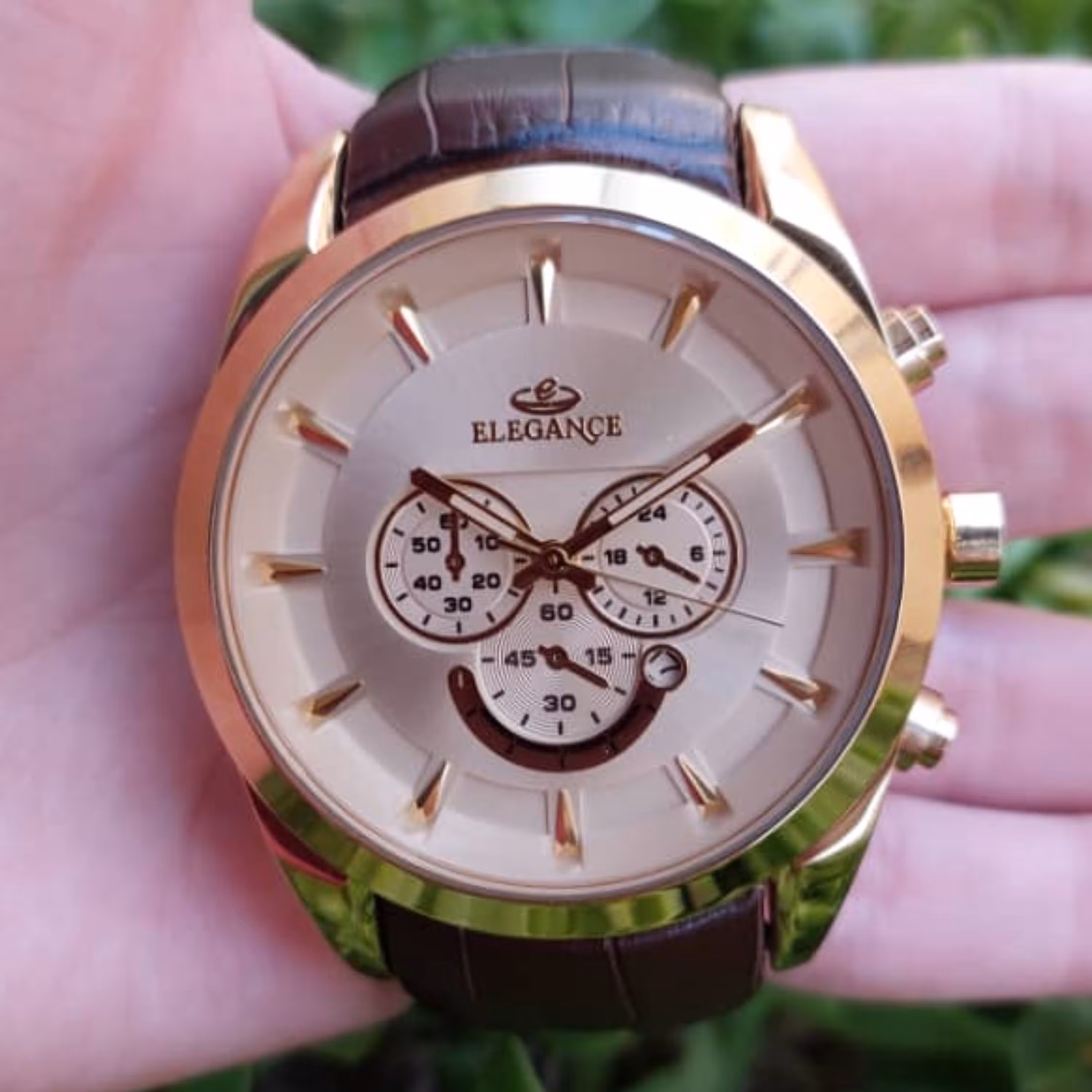 ساعت الگانس مردانه بند چرمی و موتور ژاپن  ساعت ویژن