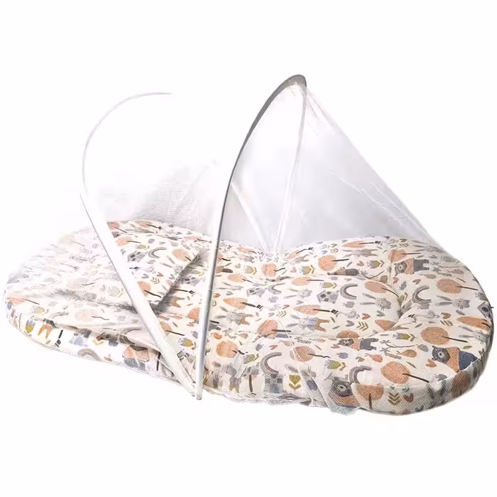 پشه بند فنری نوزاد با تشک و بالش نخی طرح جنگل بیبی لایک Baby Like