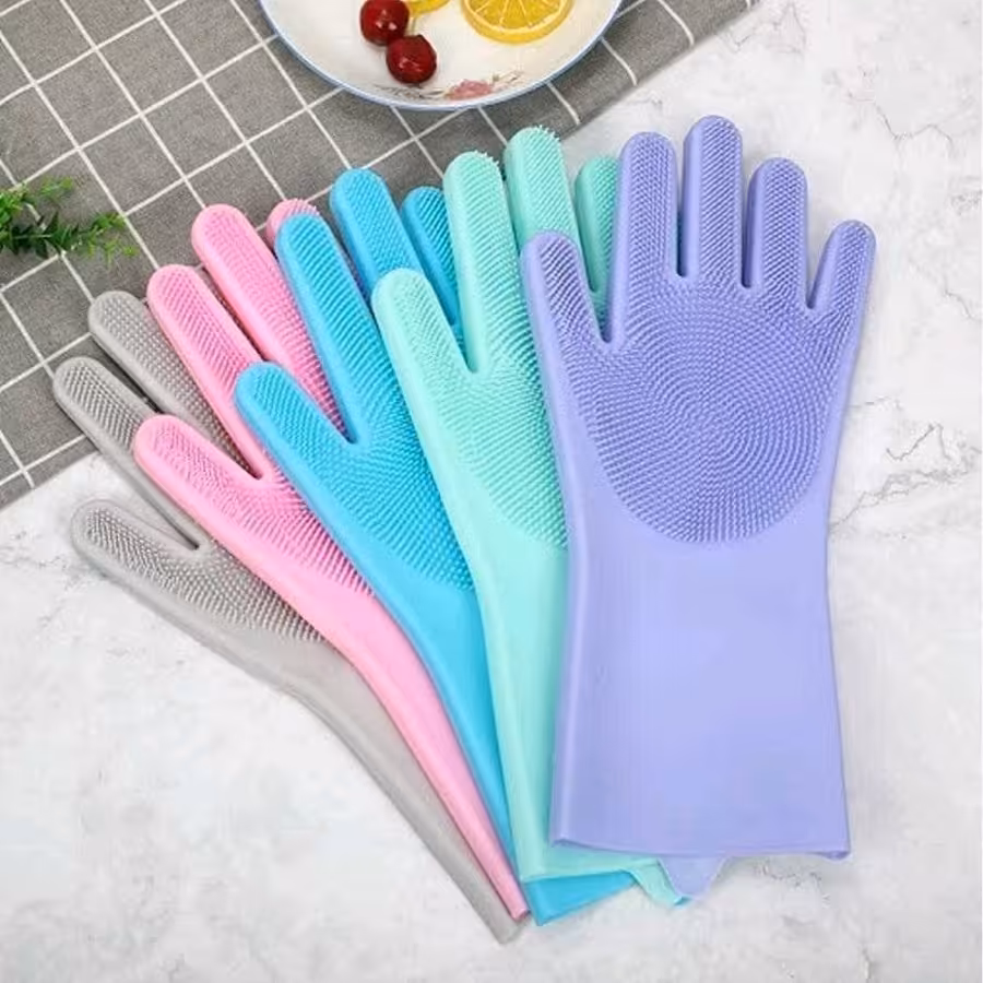 دستکش نظافت سیلیکونی پرز دار