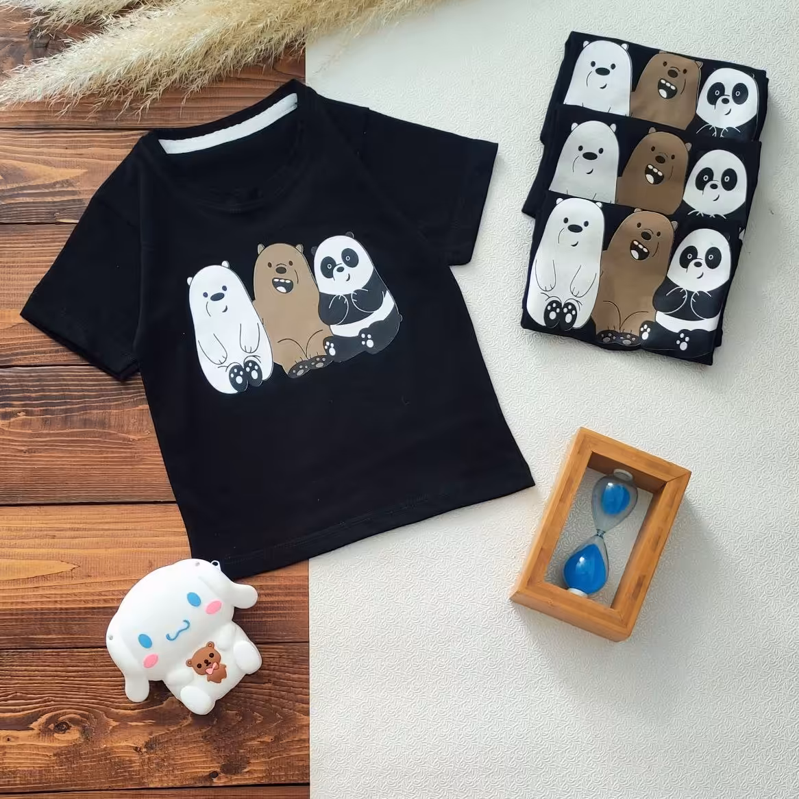 کراپ دخترانه شیک و دلبر جنس نخ پنبه جاپ باکیفیت نرم و لطیف تک رنگ مشکی مناسب حدود سنی 1 تا 3 سال 