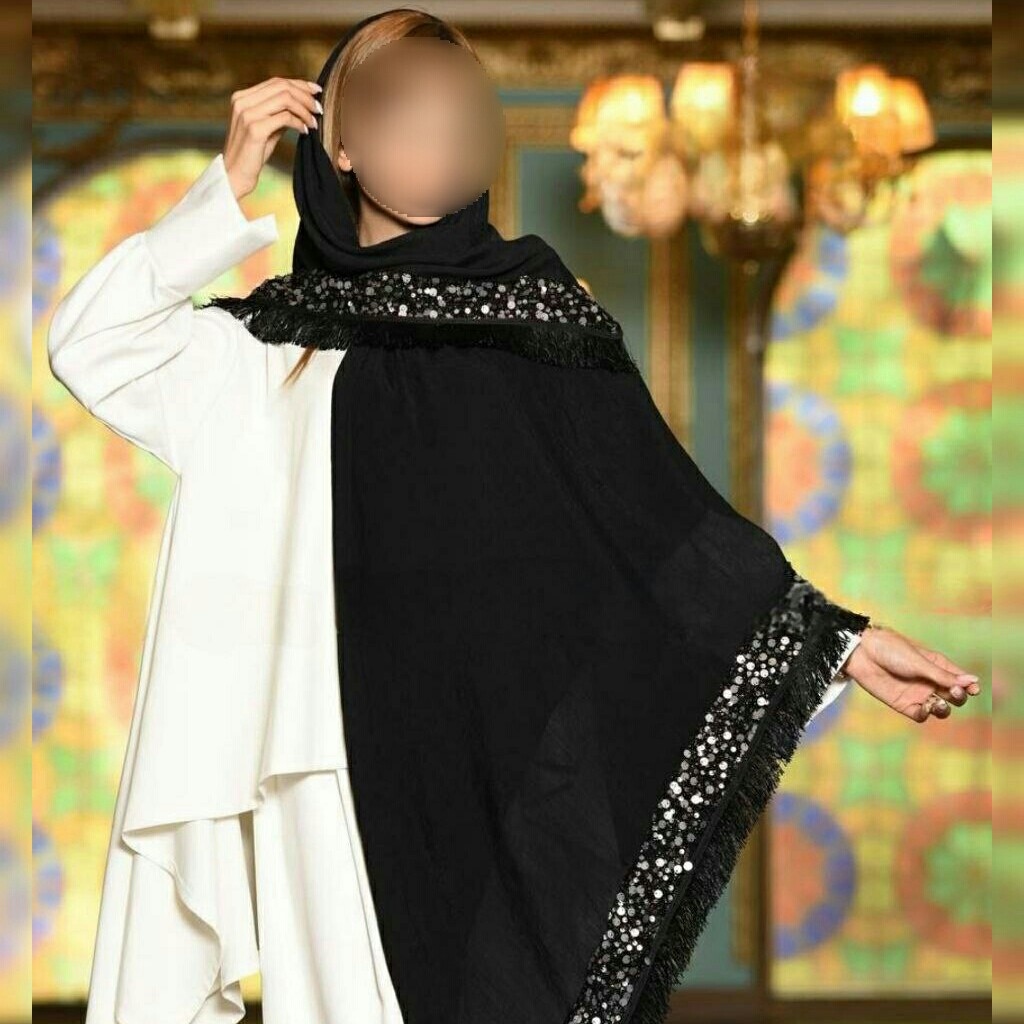 روسری نخی وال اسلپ حاشیه پولکی مجلسی
