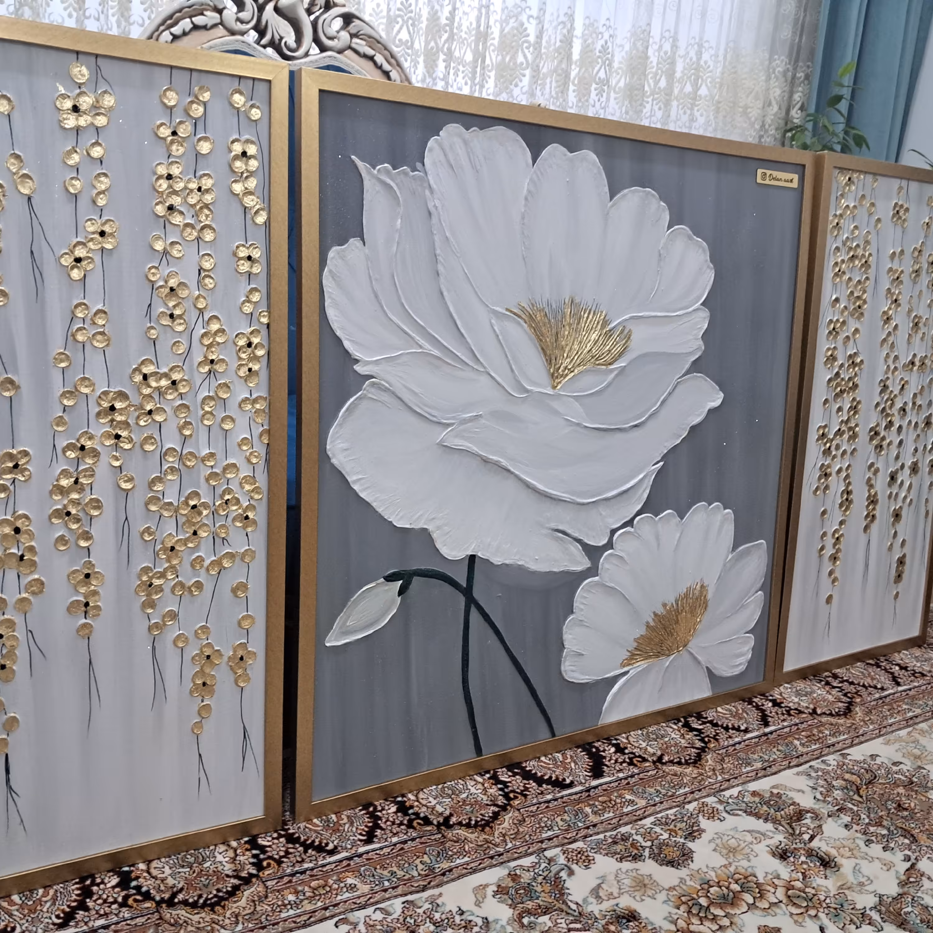 تابلو دکوراتیو برجسته و ورق طلا بسیار شیک و جذاب